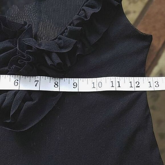 Sweet Pea black mesh ruffle scoop neck longline tank blouse - Picture 8 of 9